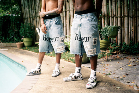 REVEUR EXPOSED DENIM SHORTS