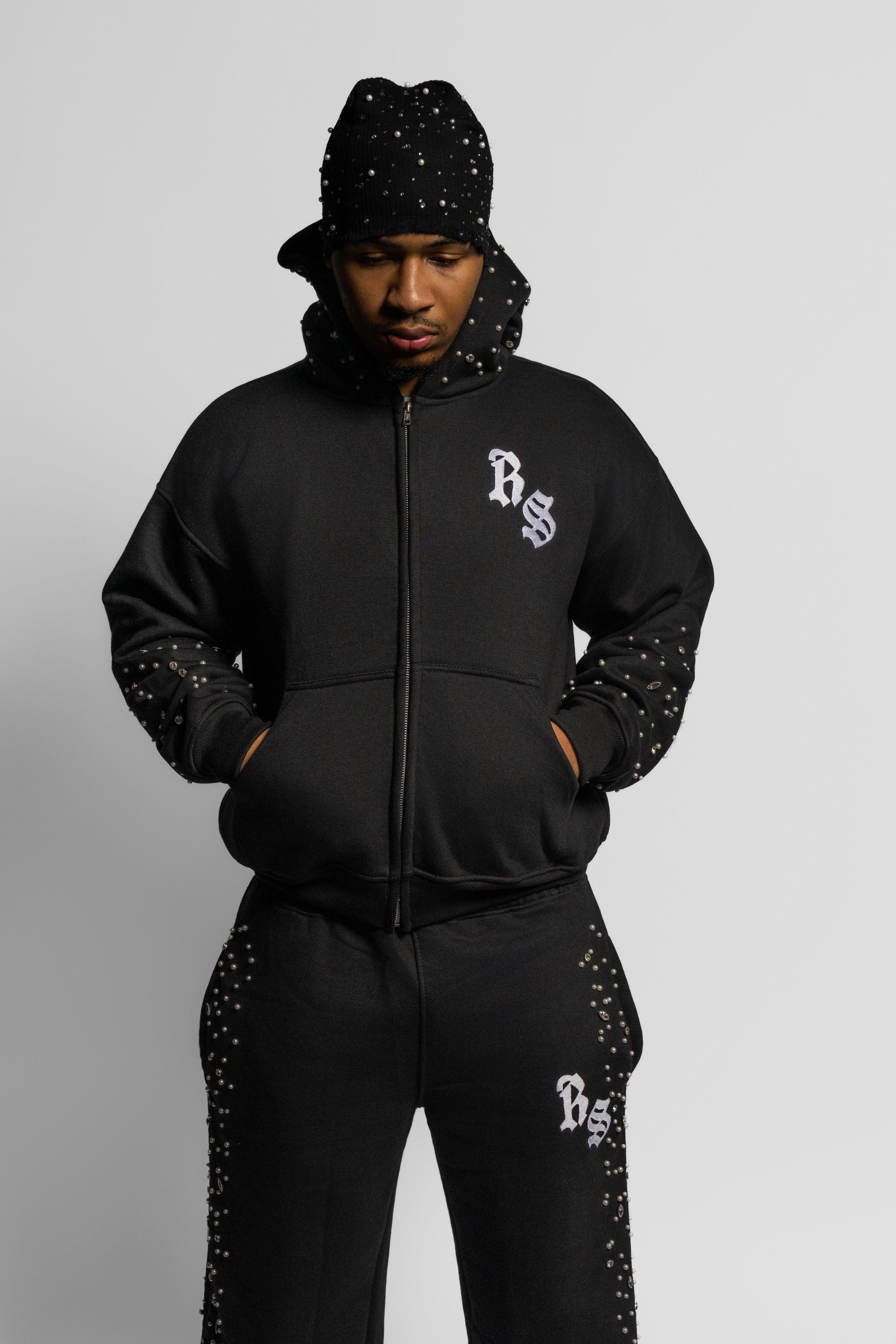 Black Rhinestone Hoodie