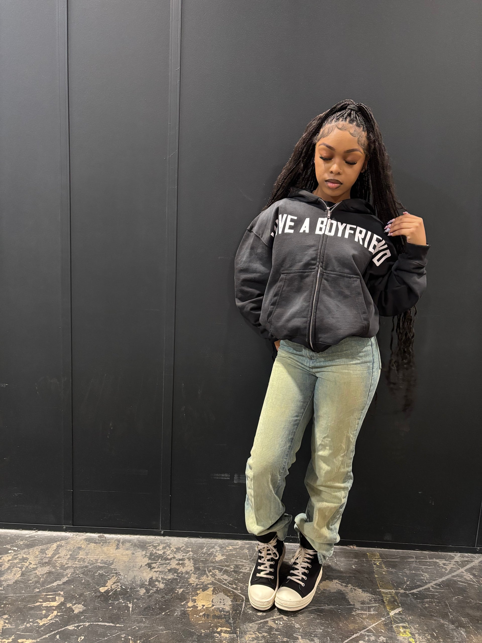 I HAVE A BOYFRIEND BLACK ZIP