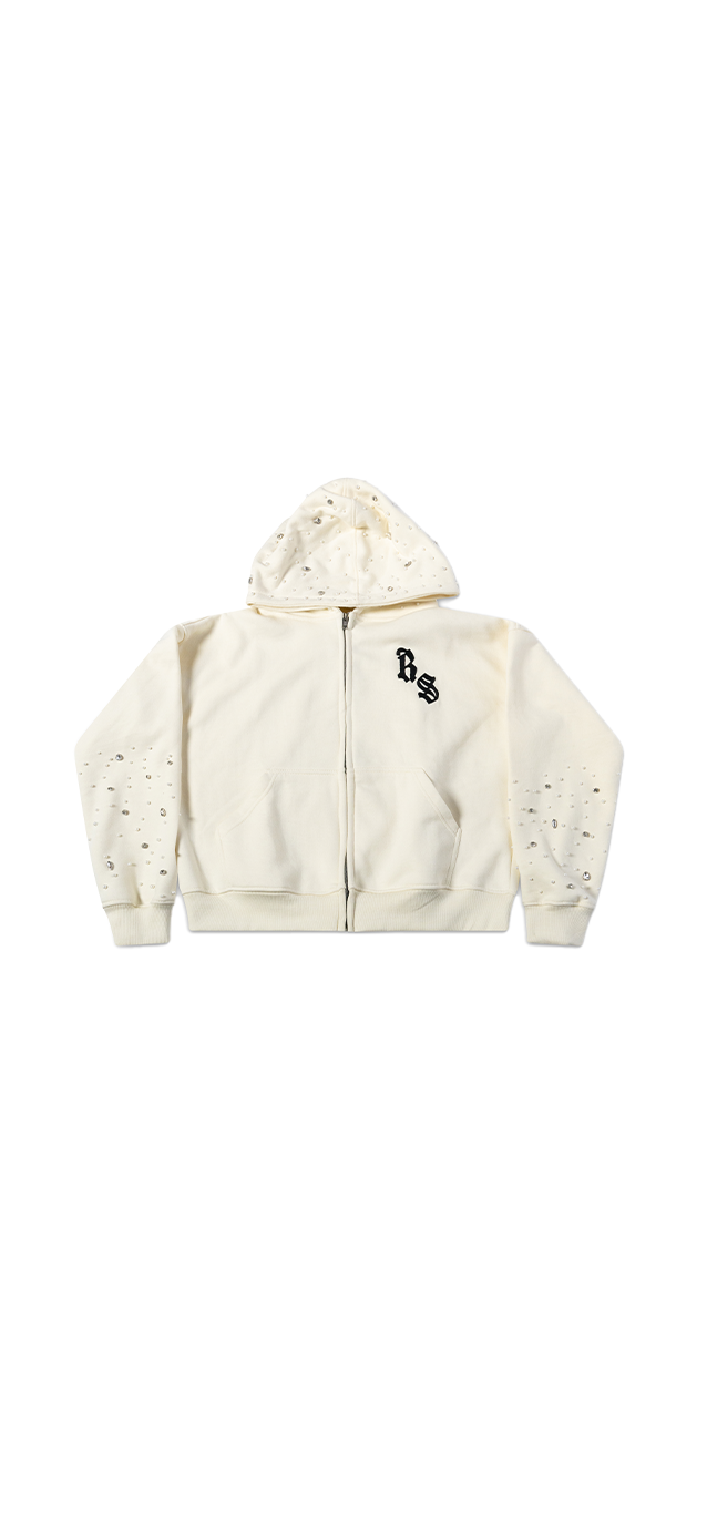 Cream Rhinestone Hoodie